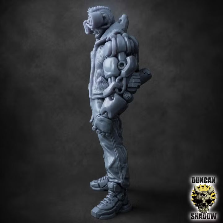 Cyberpunk Miniature with Cyber Arms - 32mm Resin Sci-Fi Figure for Tabletop Wargaming, DnD, Pathfinder RPG