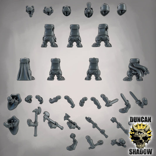 Dachs-Volk Multipart-Kit – 32mm Resin Miniaturen zum individuellen Zusammenstellen | 7 Körper, 6 Köpfe, Waffenoptionen | Design by Duncan Shadow