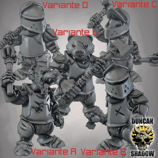 Krieger des Dachs-Volks mit Kriegshammer – 32mm Resin Miniaturen für Tabletop, Wargaming & Pen & Paper | Design by Duncan Shadow