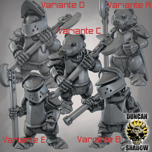 Krieger des Dachs-Volks mit Streitaxt – 32mm Resin Miniaturen für Tabletop, Wargaming & Pen & Paper | Design by Duncan Shadow