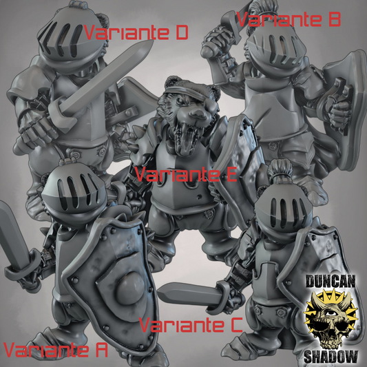 Krieger des Dachs-Volks mit Schwert & Schild – 32mm Resin Miniaturen für Tabletop, Wargaming & Pen & Paper | Design by Duncan Shadow