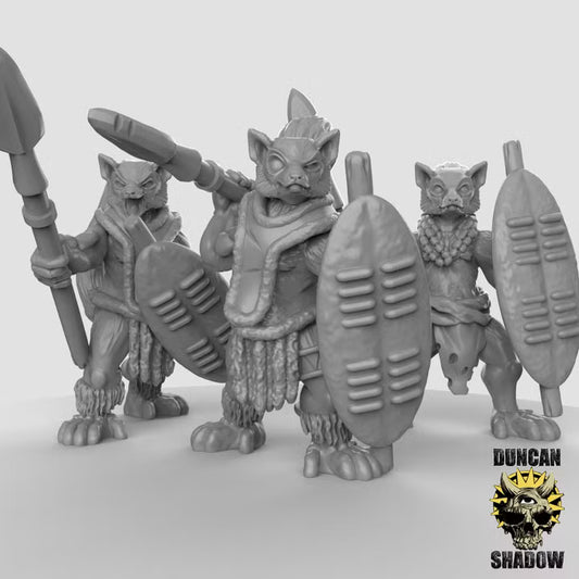 Lemur Folk with Spears – 32mm Resin Miniaturen für Tabletop, Wargaming, Pen&Paper | Design by Duncan Shadow