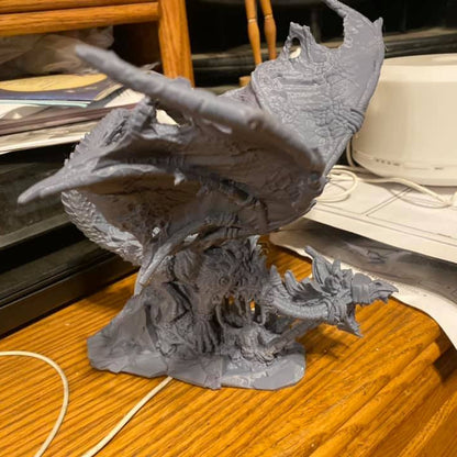 Höhlendrache XXL – 3D-gedruckte Resin-Miniatur mit zwei Kopfvarianten für Tabletop & Rollenspiel