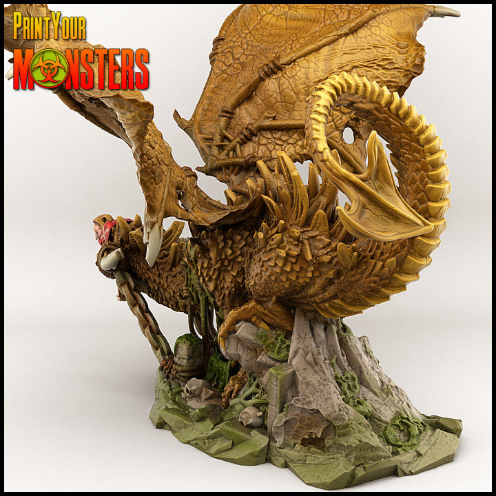 Höhlendrache XXL – 3D-gedruckte Resin-Miniatur mit zwei Kopfvarianten für Tabletop & Rollenspiel