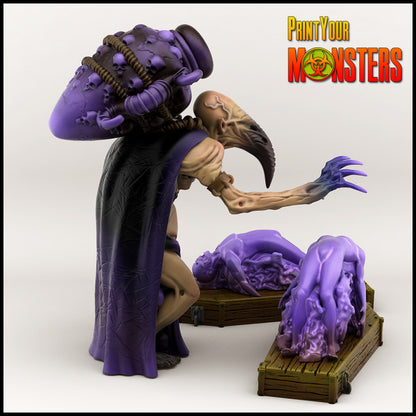 Seelensammler mit Seelenurne & Särgen – 3D-gedruckte Resin-Miniatur | Gruselige Fantasy-Figur für Tabletop & Rollenspiel | Unbemalt