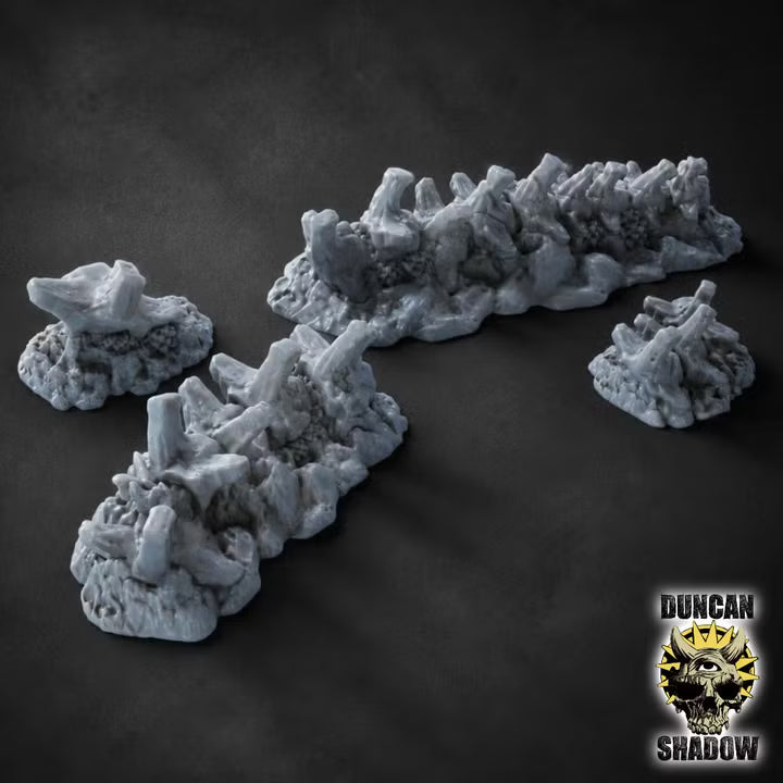 Bone Spine Ridge Terrain - 32mm Tabletop Scatter for Wargaming, D&D, Pathfinder, DSA - 4 Variants by Duncan Shadow