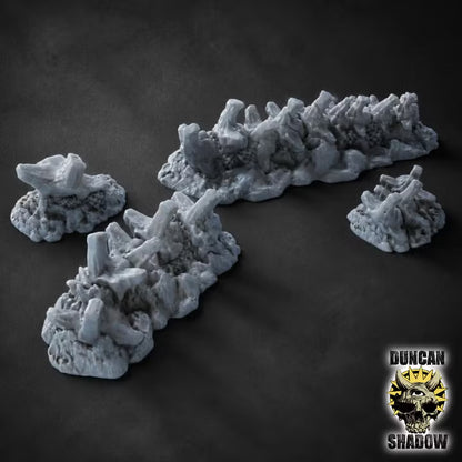 Bone Spine Ridge Terrain - 32mm Tabletop Scatter for Wargaming, D&D, Pathfinder, DSA - 4 Variants by Duncan Shadow