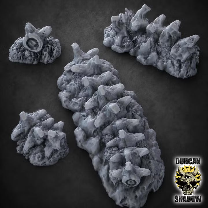 Bone Spine Ridge Terrain - 32mm Tabletop Scatter for Wargaming, D&D, Pathfinder, DSA - 4 Variants by Duncan Shadow