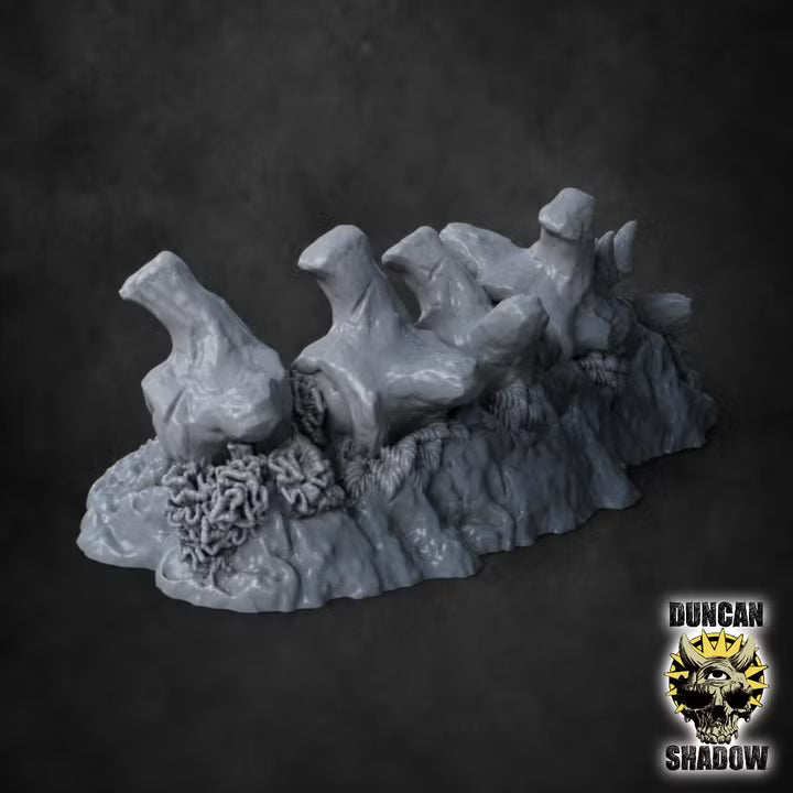 Bone Spine Ridge Terrain - 32mm Tabletop Scatter for Wargaming, D&D, Pathfinder, DSA - 4 Variants by Duncan Shadow