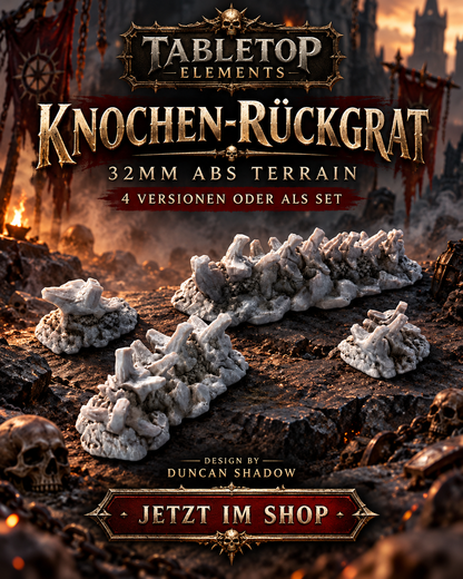 Bone Spine Ridge Terrain - 32mm Tabletop Scatter for Wargaming, D&D, Pathfinder, DSA - 4 Variants by Duncan Shadow
