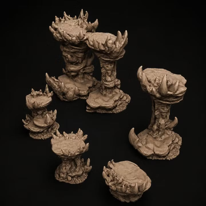 Spiky Rock Platform Bases 32mm ABS Terrain for Tabletop Wargaming, DnD, Pathfinder - 5 Variants by Duncan Shadow