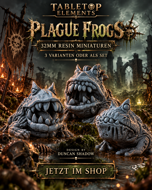 Plague Frogs 32mm Resin Miniatures for Tabletop Wargaming, DnD & Pathfinder - 3 Variants Design by Duncan Shadow