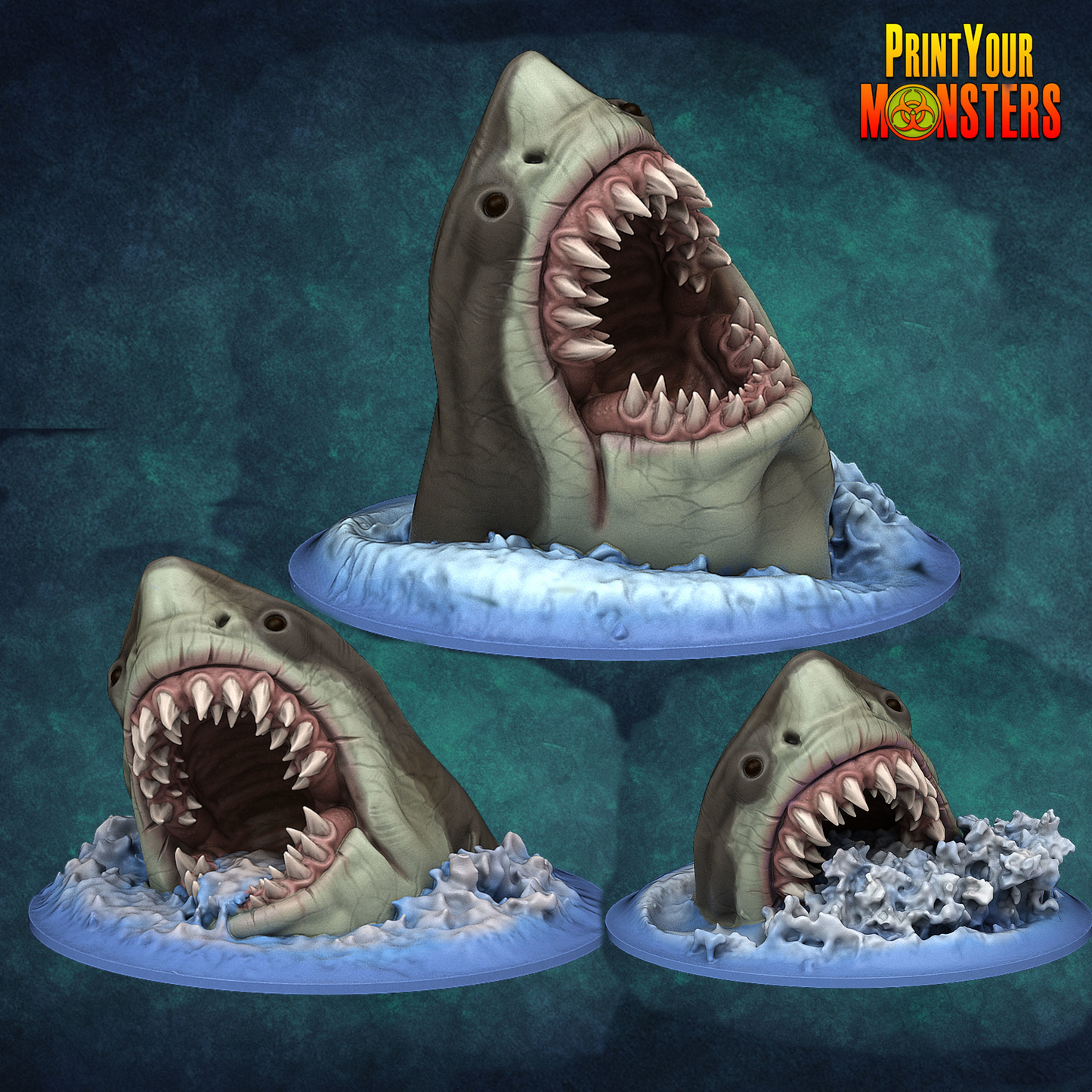 Tiefsee-Haie – Ocean Pack Edition | 3D-gedruckte Miniaturen aus Resin | Für Tabletop & Rollenspiel
