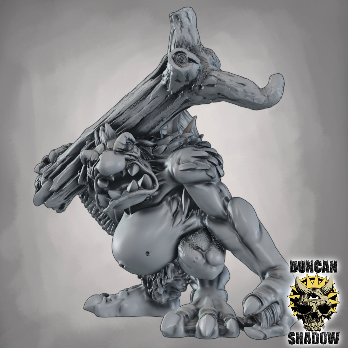 Baumstammwerfer Troll – 32mm Resin Miniatur für Tabletop, Wargaming & Pen & Paper | Design by Duncan Shadow