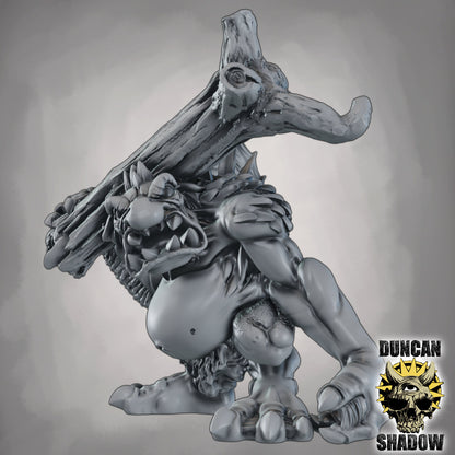 Baumstammwerfer Troll – 32mm Resin Miniatur für Tabletop, Wargaming & Pen & Paper | Design by Duncan Shadow