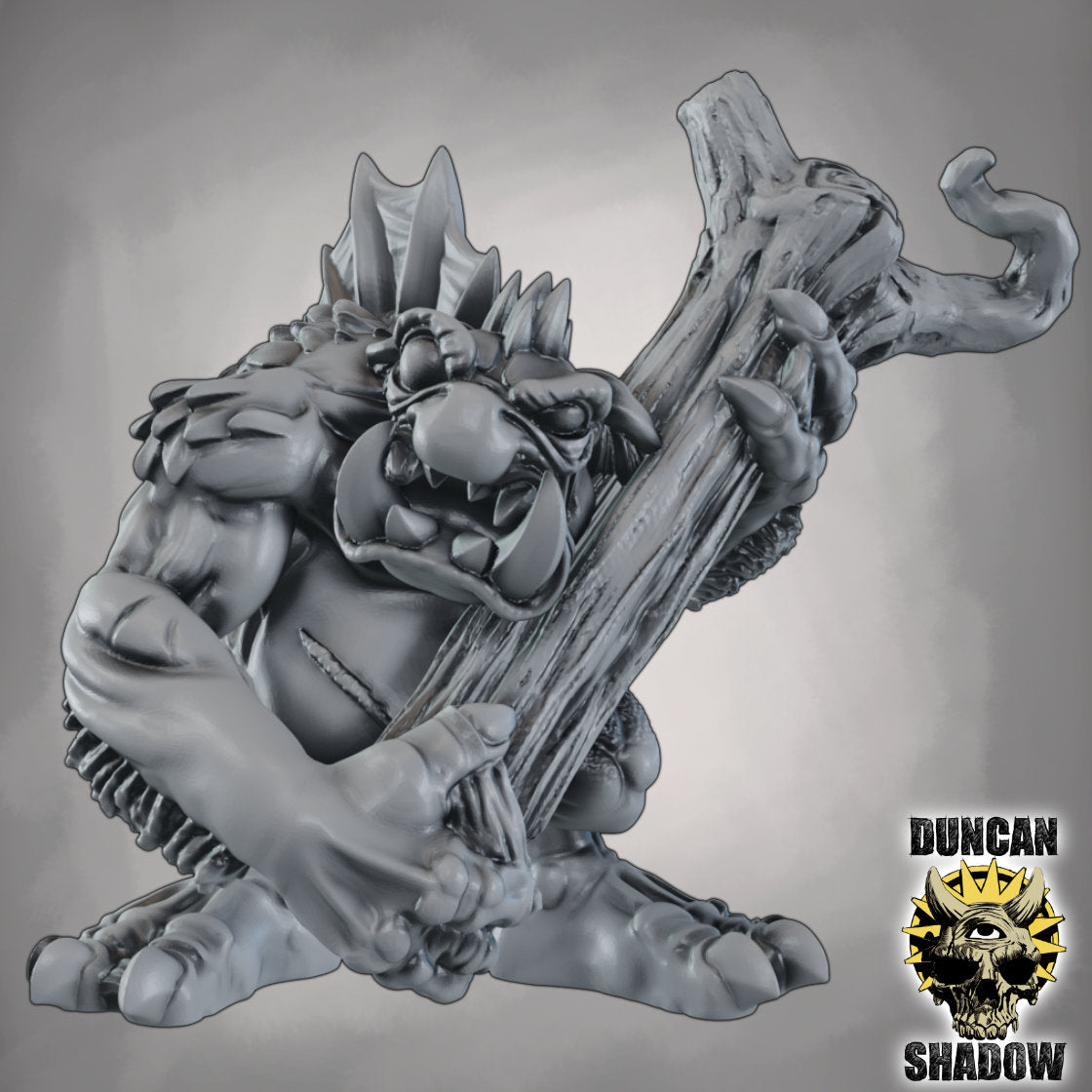 Baumstammwerfer Troll – 32mm Resin Miniatur für Tabletop, Wargaming & Pen & Paper | Design by Duncan Shadow