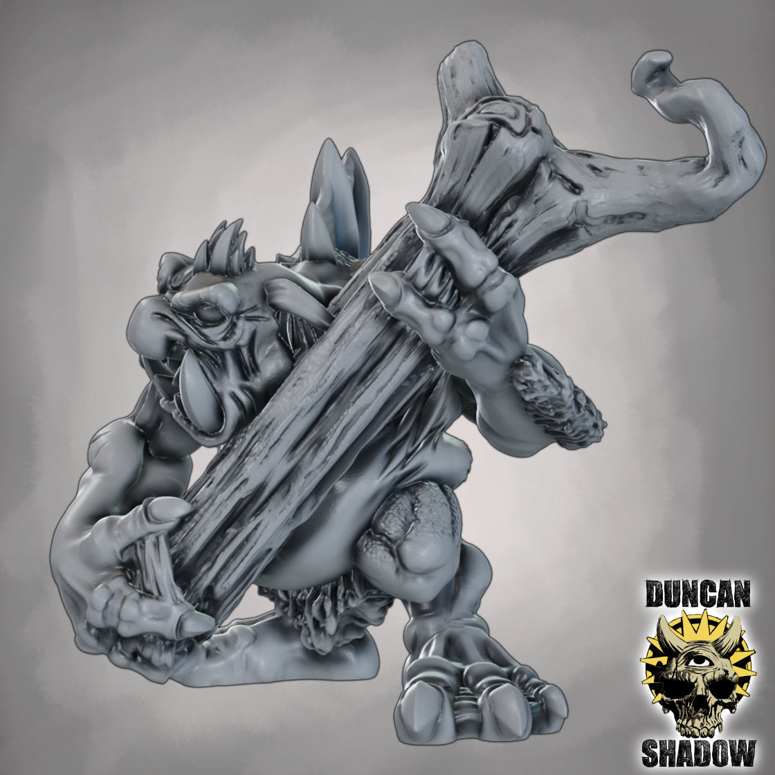 Baumstammwerfer Troll – 32mm Resin Miniatur für Tabletop, Wargaming & Pen & Paper | Design by Duncan Shadow