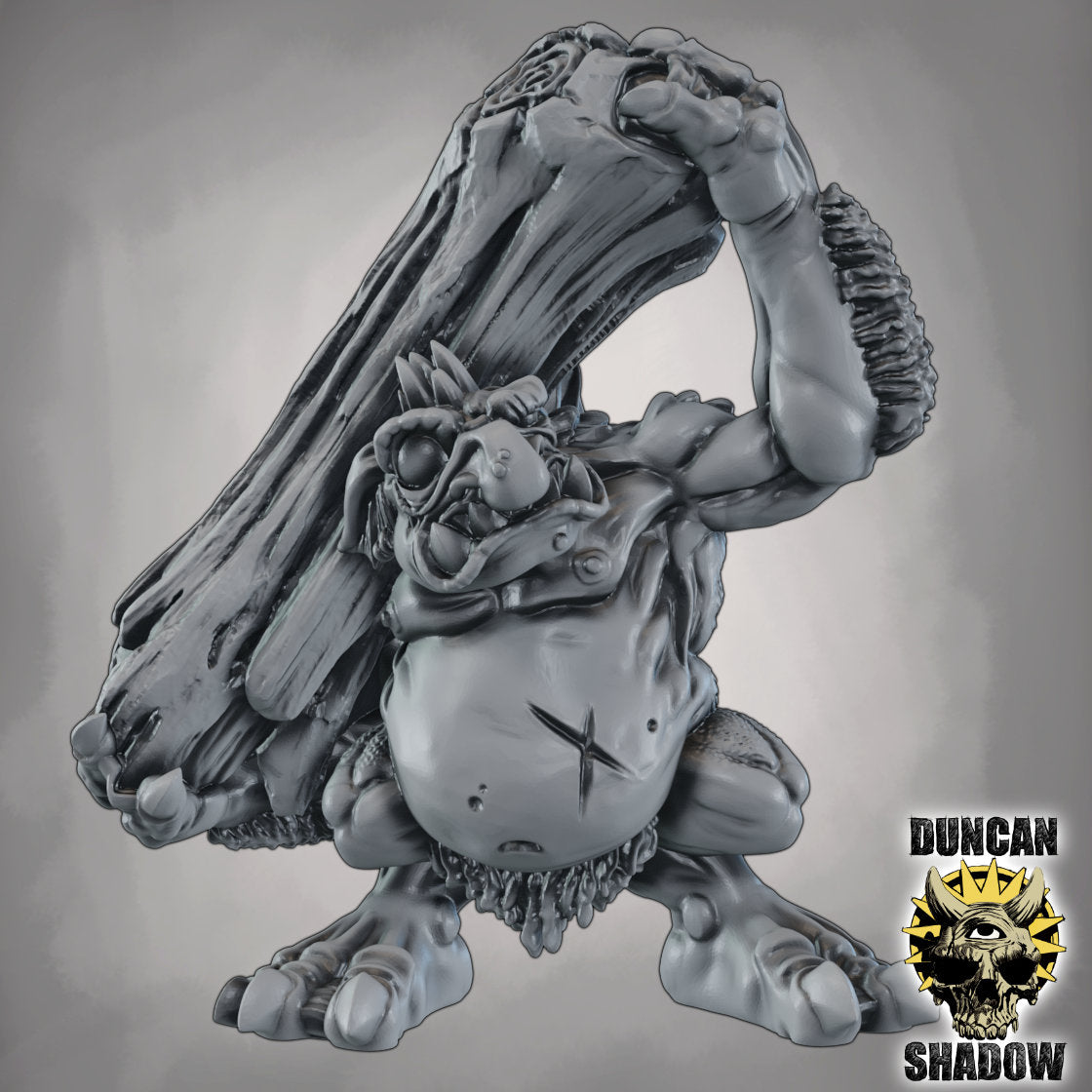 Baumstammwerfer Troll – 32mm Resin Miniatur für Tabletop, Wargaming & Pen & Paper | Design by Duncan Shadow