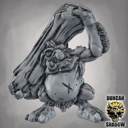 Baumstammwerfer Troll – 32mm Resin Miniatur für Tabletop, Wargaming & Pen & Paper | Design by Duncan Shadow