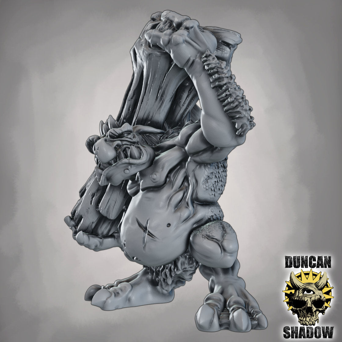 Baumstammwerfer Troll – 32mm Resin Miniatur für Tabletop, Wargaming & Pen & Paper | Design by Duncan Shadow