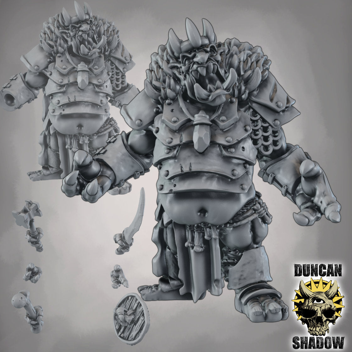 Troll König – 32mm Resin Miniatur mit wechselbaren Waffen & Schilden | Tabletop, Wargaming & Pen & Paper | Design by Duncan Shadow