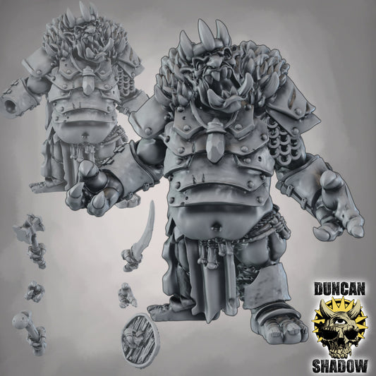 Troll König – 32mm Resin Miniatur mit wechselbaren Waffen & Schilden | Tabletop, Wargaming & Pen & Paper | Design by Duncan Shadow
