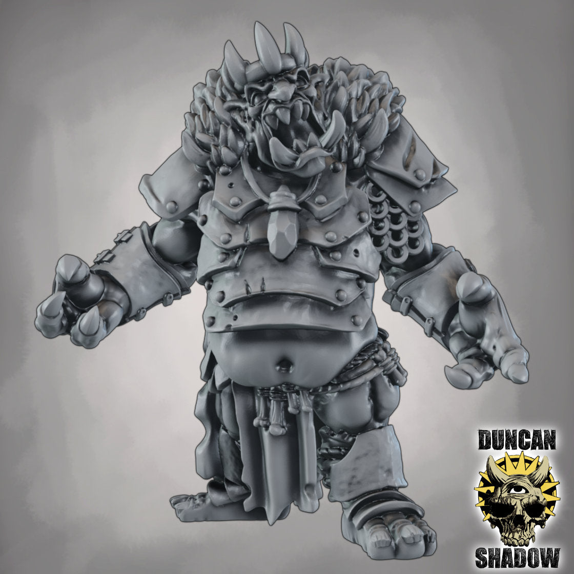Troll König – 32mm Resin Miniatur mit wechselbaren Waffen & Schilden | Tabletop, Wargaming & Pen & Paper | Design by Duncan Shadow
