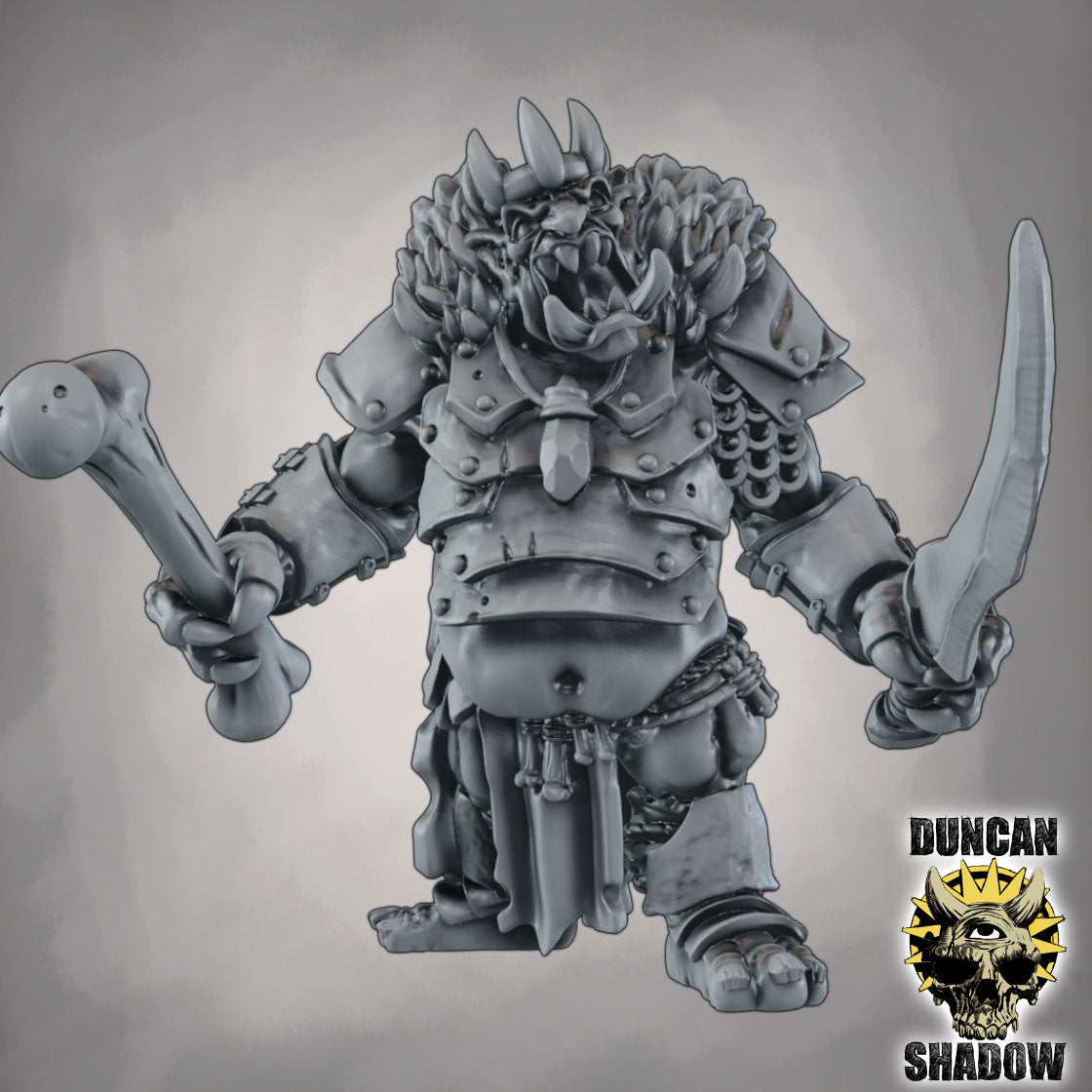 Troll König – 32mm Resin Miniatur mit wechselbaren Waffen & Schilden | Tabletop, Wargaming & Pen & Paper | Design by Duncan Shadow