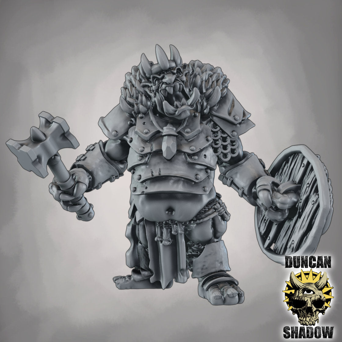 Troll König – 32mm Resin Miniatur mit wechselbaren Waffen & Schilden | Tabletop, Wargaming & Pen & Paper | Design by Duncan Shadow
