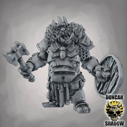 Troll König – 32mm Resin Miniatur mit wechselbaren Waffen & Schilden | Tabletop, Wargaming & Pen & Paper | Design by Duncan Shadow