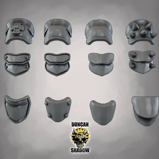 Kitbashing Set – 12 einzigartige Schulterplatten-Paare im 32mm Maßstab | Resin Bits für Miniaturen & Eigenkreationen | Design by Duncan Shadow