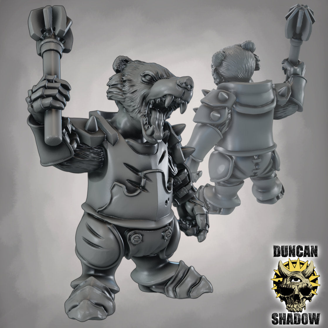 Krieger des Dachs-Volks mit Kriegshammer – 32mm Resin Miniaturen für Tabletop, Wargaming & Pen & Paper | Design by Duncan Shadow