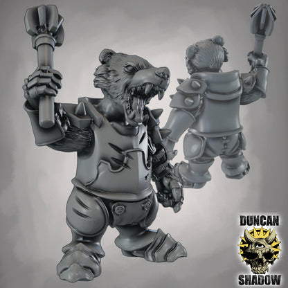 Krieger des Dachs-Volks mit Kriegshammer – 32mm Resin Miniaturen für Tabletop, Wargaming & Pen & Paper | Design by Duncan Shadow