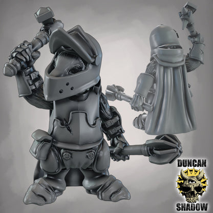 Krieger des Dachs-Volks mit Kriegshammer – 32mm Resin Miniaturen für Tabletop, Wargaming & Pen & Paper | Design by Duncan Shadow