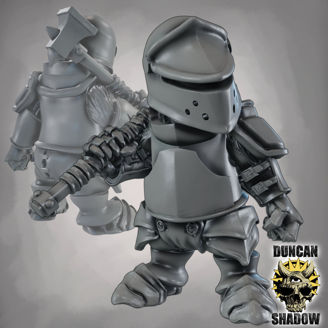 Krieger des Dachs-Volks mit Kriegshammer – 32mm Resin Miniaturen für Tabletop, Wargaming & Pen & Paper | Design by Duncan Shadow
