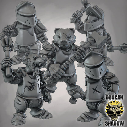 Krieger des Dachs-Volks mit Kriegshammer – 32mm Resin Miniaturen für Tabletop, Wargaming & Pen & Paper | Design by Duncan Shadow