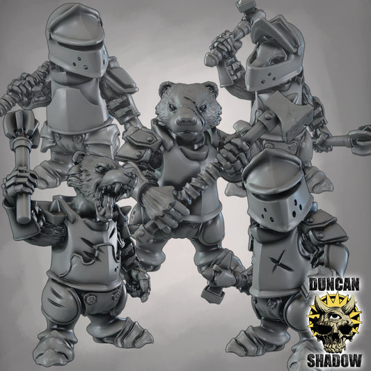 Krieger des Dachs-Volks mit Kriegshammer – 32mm Resin Miniaturen für Tabletop, Wargaming & Pen & Paper | Design by Duncan Shadow