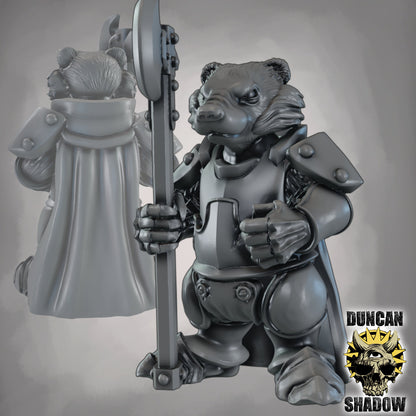 Krieger des Dachs-Volks mit Streitaxt – 32mm Resin Miniaturen für Tabletop, Wargaming & Pen & Paper | Design by Duncan Shadow