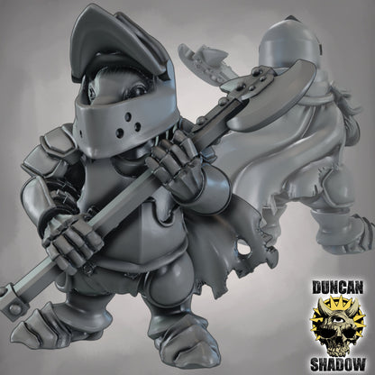 Krieger des Dachs-Volks mit Streitaxt – 32mm Resin Miniaturen für Tabletop, Wargaming & Pen & Paper | Design by Duncan Shadow