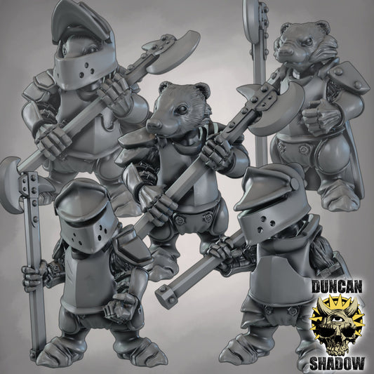 Krieger des Dachs-Volks mit Streitaxt – 32mm Resin Miniaturen für Tabletop, Wargaming & Pen & Paper | Design by Duncan Shadow