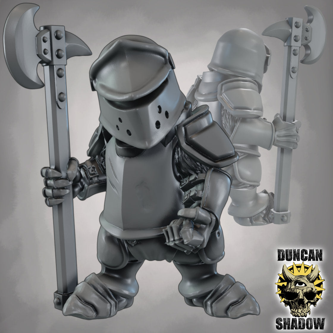 Krieger des Dachs-Volks mit Streitaxt – 32mm Resin Miniaturen für Tabletop, Wargaming & Pen & Paper | Design by Duncan Shadow