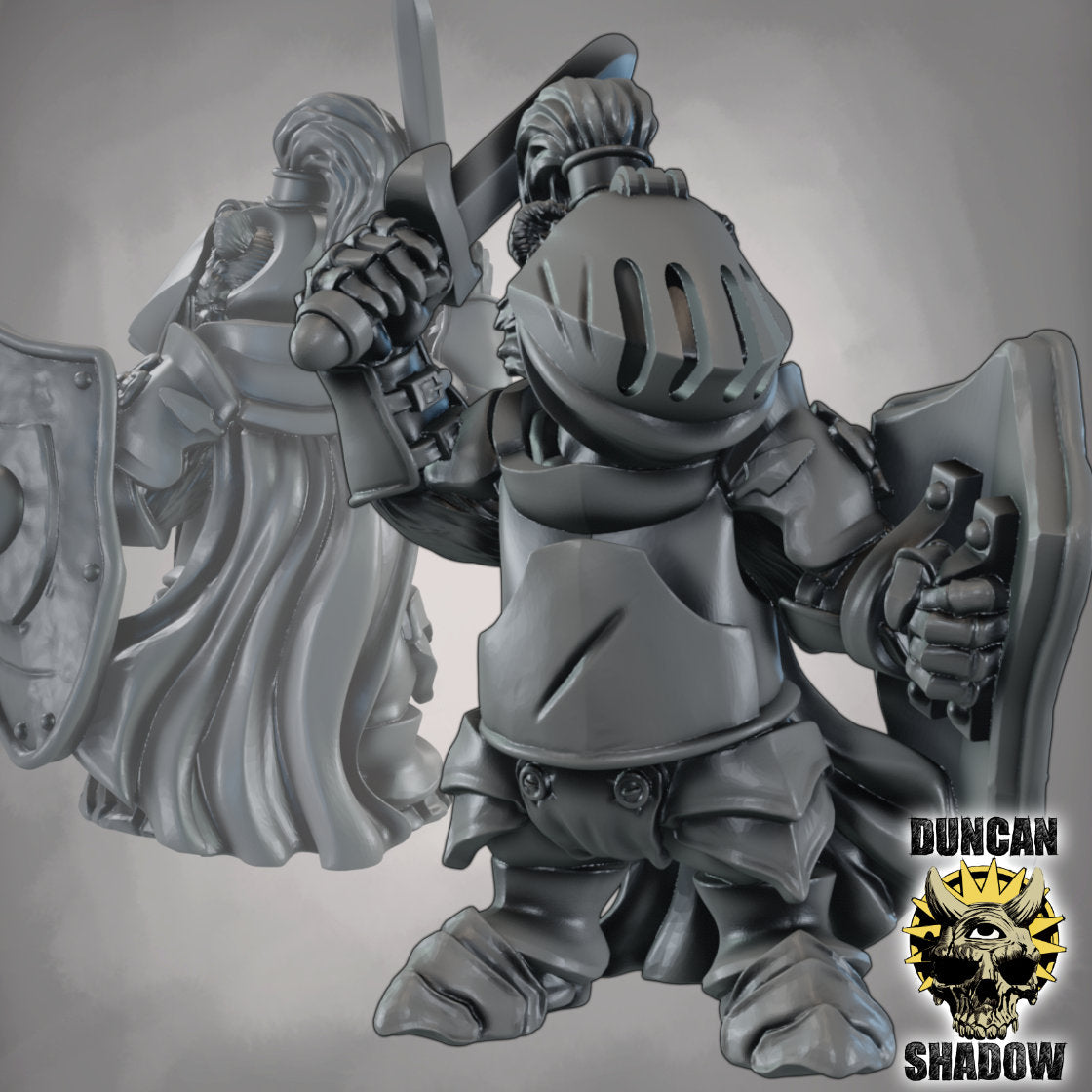 Krieger des Dachs-Volks mit Schwert & Schild – 32mm Resin Miniaturen für Tabletop, Wargaming & Pen & Paper | Design by Duncan Shadow