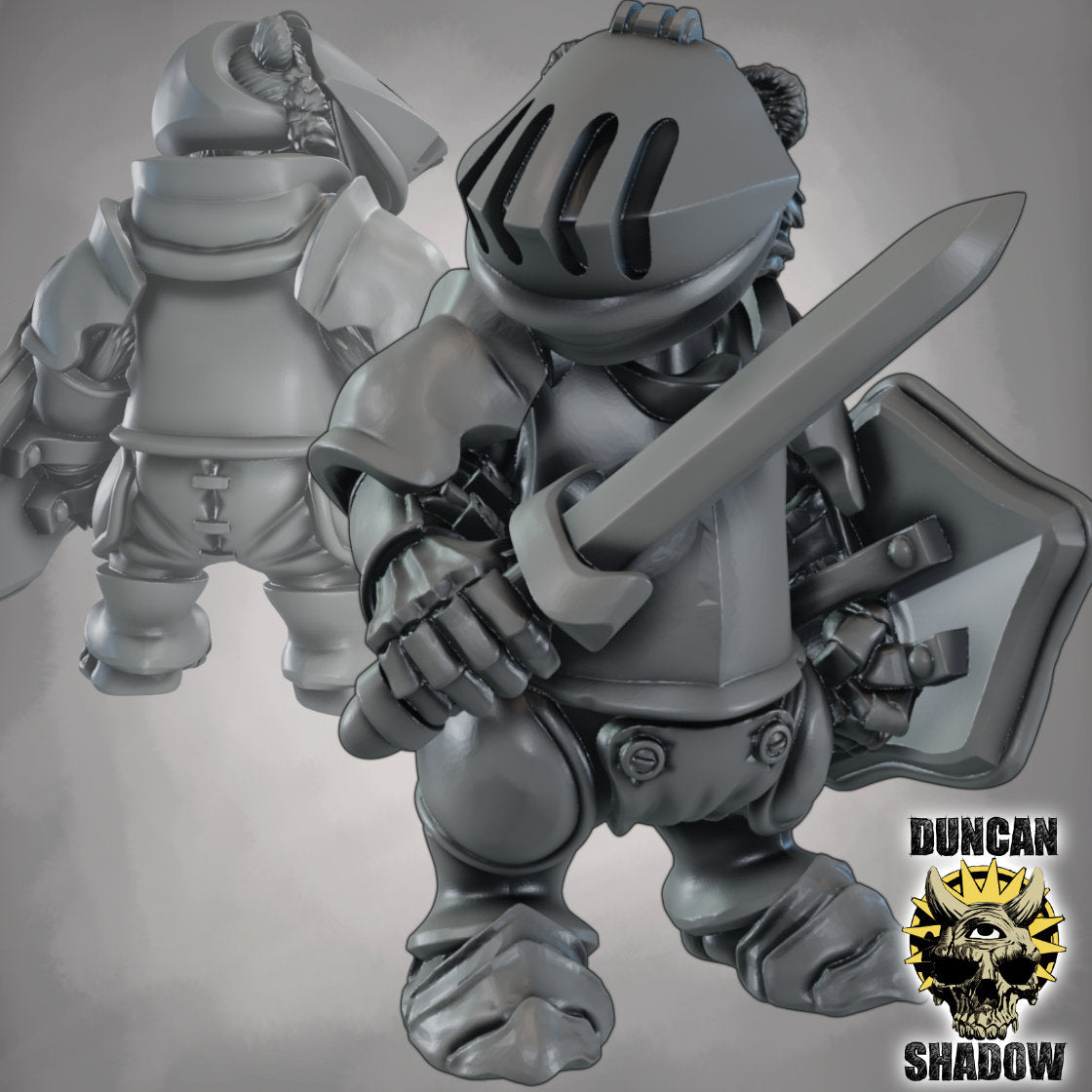 Krieger des Dachs-Volks mit Schwert & Schild – 32mm Resin Miniaturen für Tabletop, Wargaming & Pen & Paper | Design by Duncan Shadow