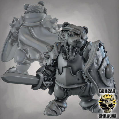 Krieger des Dachs-Volks mit Schwert & Schild – 32mm Resin Miniaturen für Tabletop, Wargaming & Pen & Paper | Design by Duncan Shadow