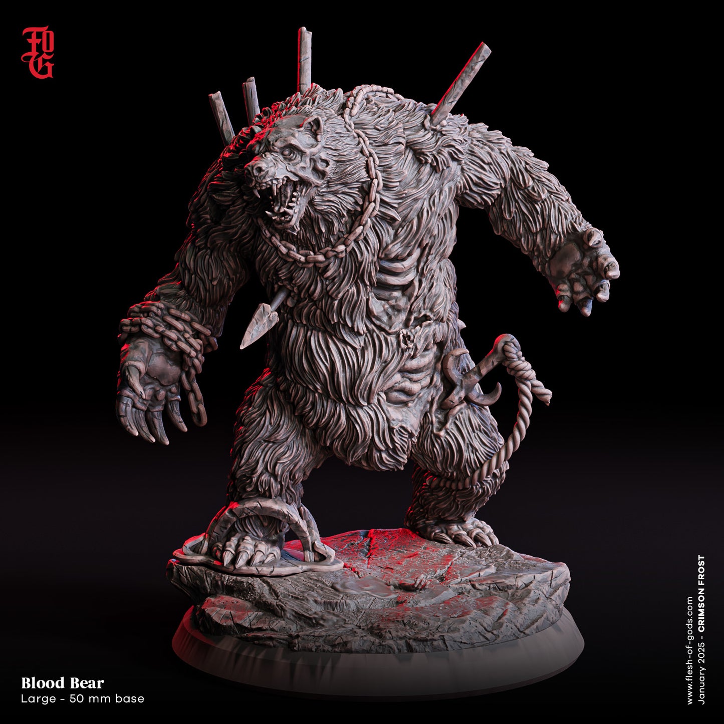 Ours de Sang – Figurine 32mm en résine | Flesh of Gods – Crimson Frost | Figurine Tabletop & RPG