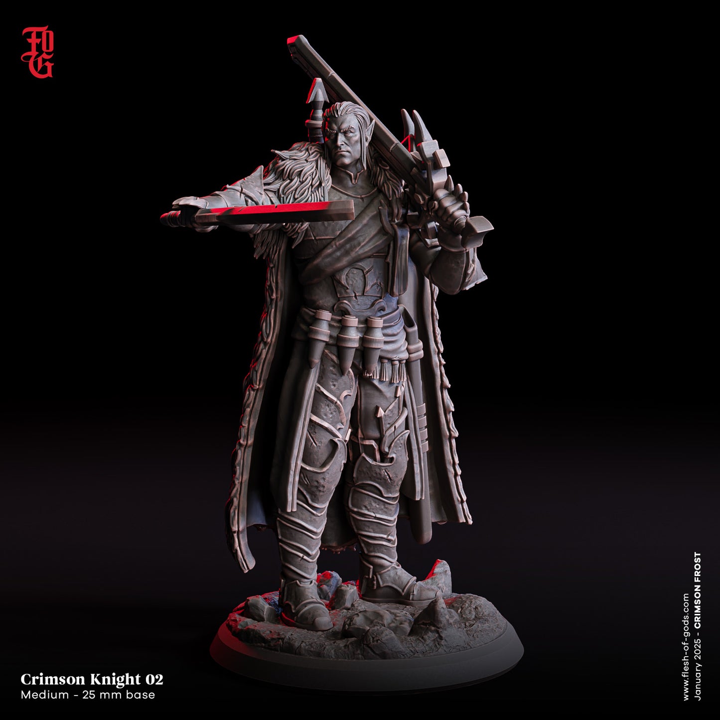 Chevalier Pourpre 02 – Figurine 32mm en résine | Flesh of Gods – Crimson Frost | Figurine Tabletop & RPG