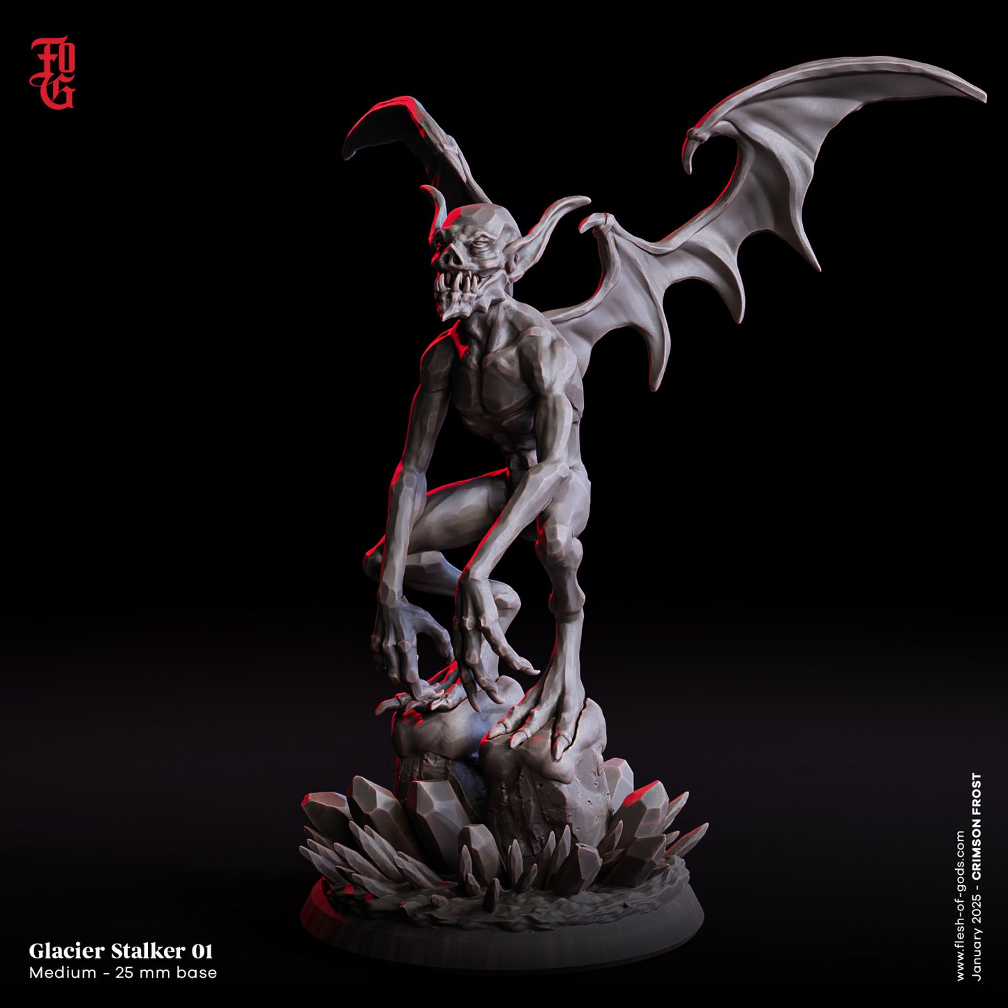 Glacial Stalker – 32mm Resin Miniature | Flesh of Gods – Crimson Frost | Tabletop & RPG Figure