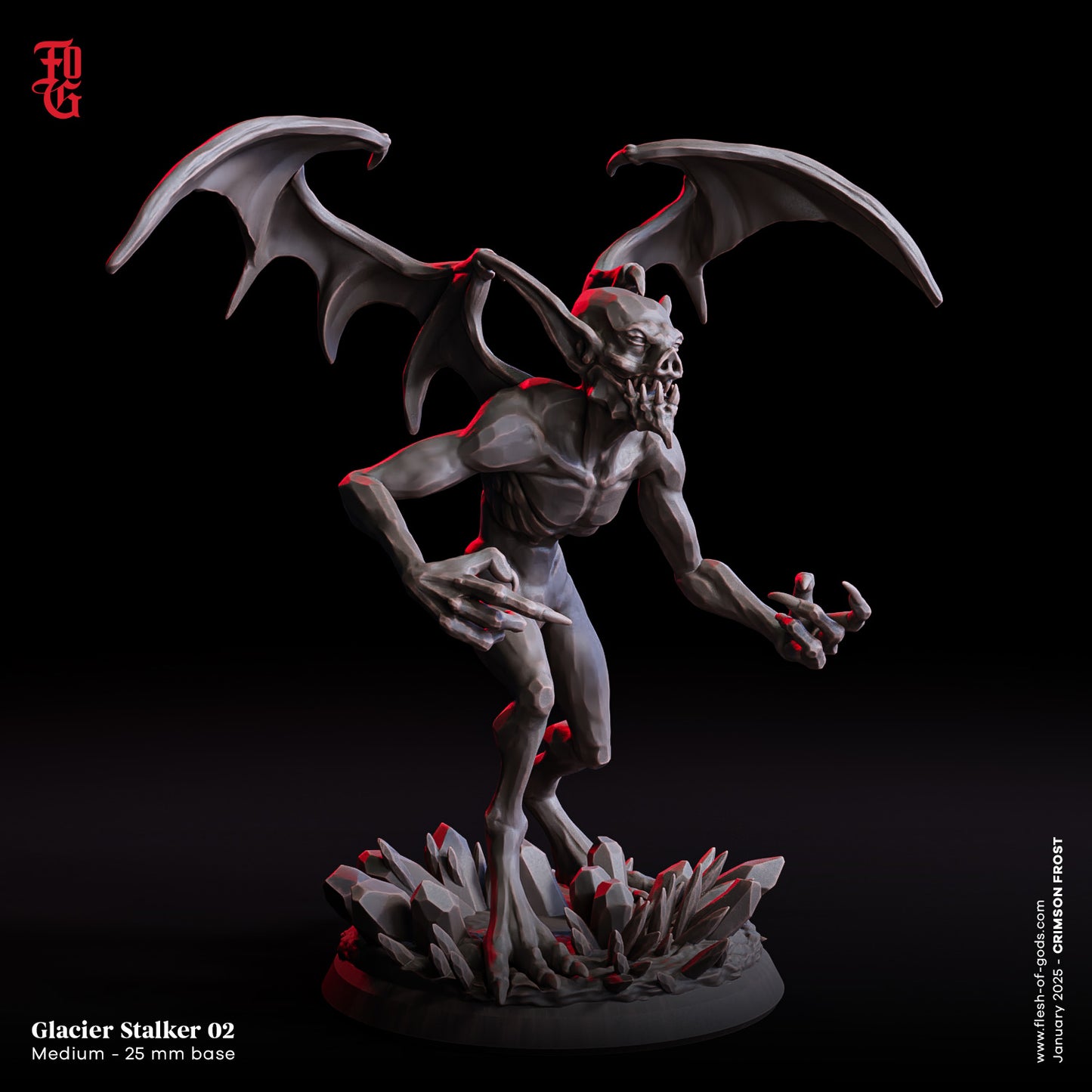 Glacial Stalker – 32mm Resin Miniature | Flesh of Gods – Crimson Frost | Tabletop & RPG Figure