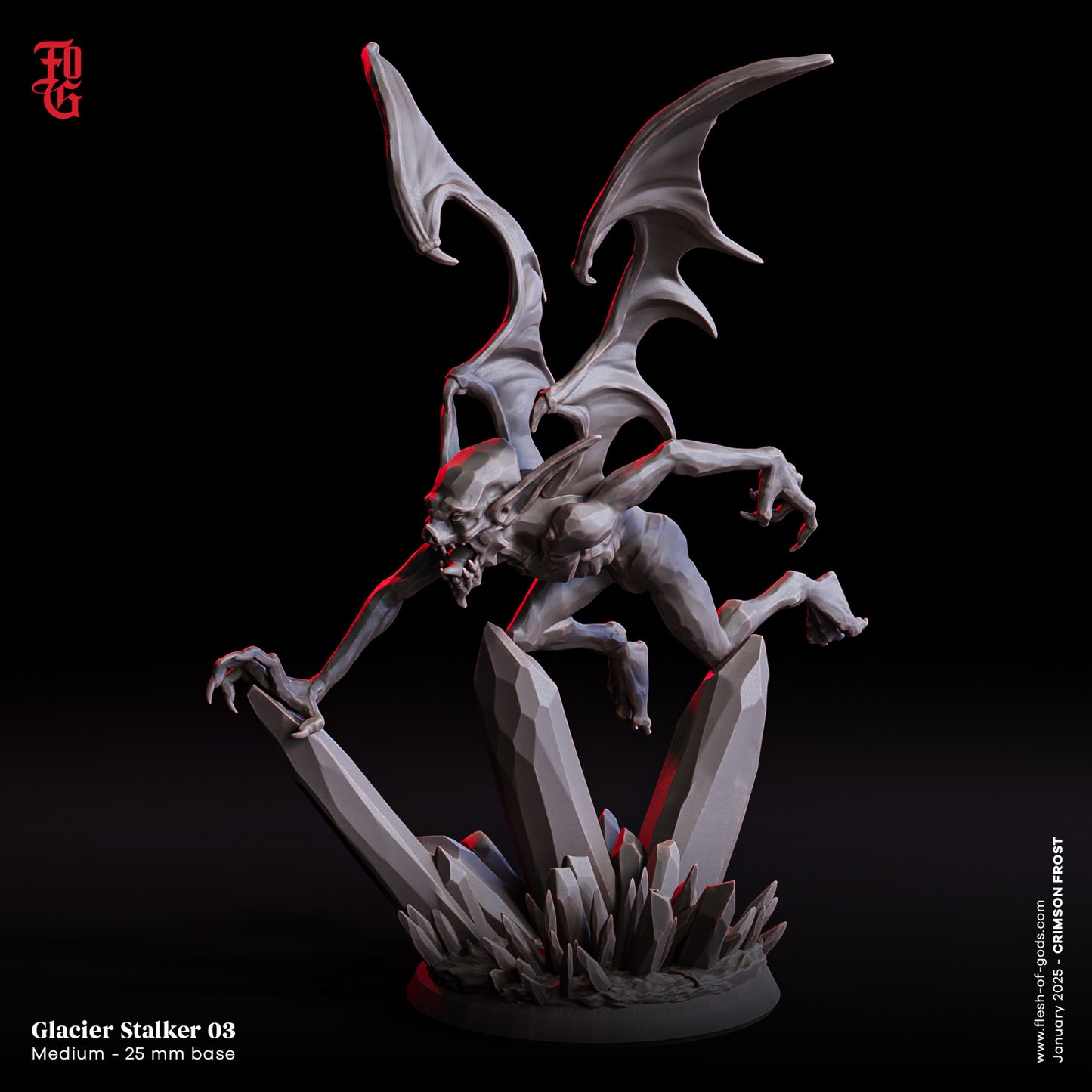 Glacial Stalker – 32mm Resin Miniature | Flesh of Gods – Crimson Frost | Tabletop & RPG Figure