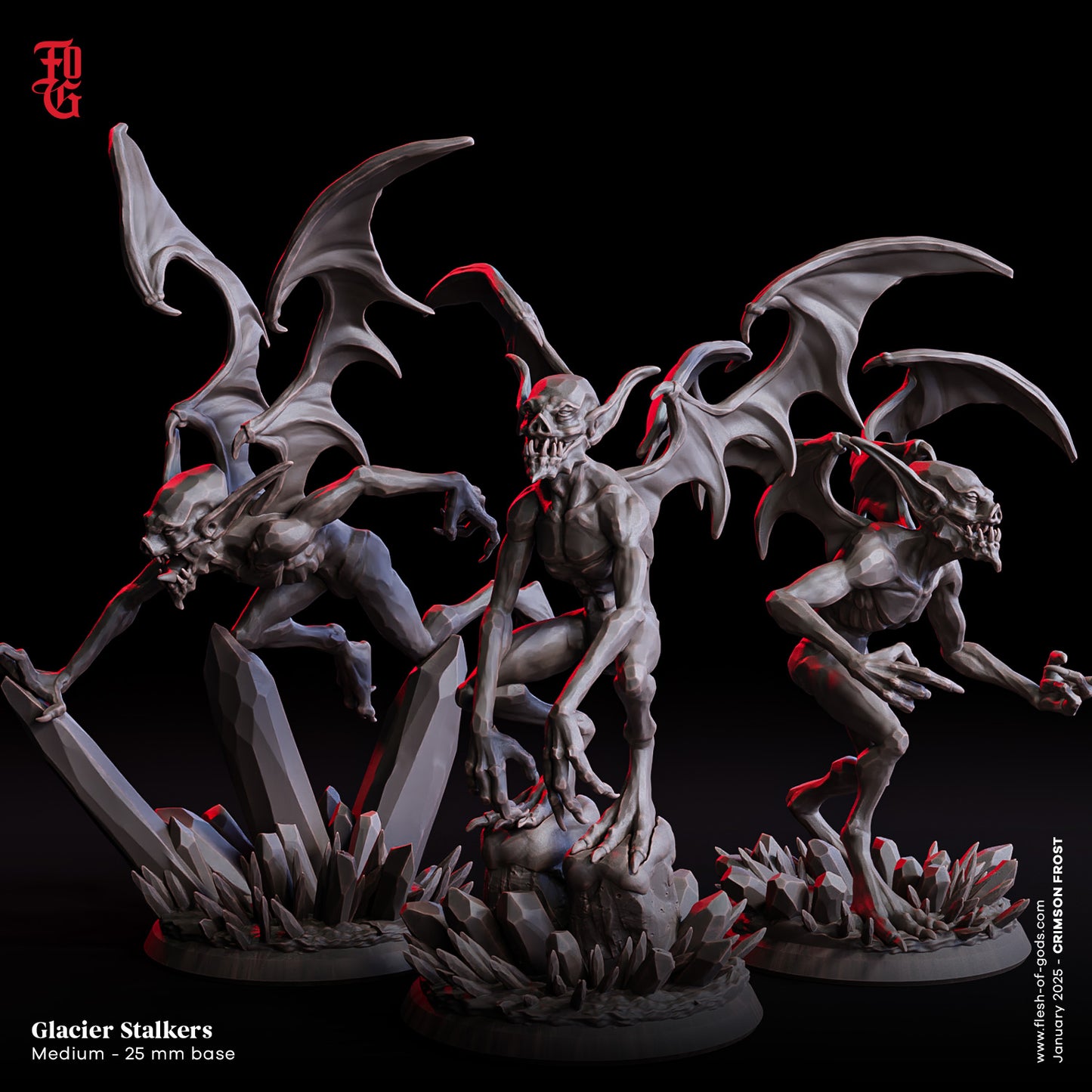 Glacial Stalker – 32mm Resin Miniature | Flesh of Gods – Crimson Frost | Tabletop & RPG Figure